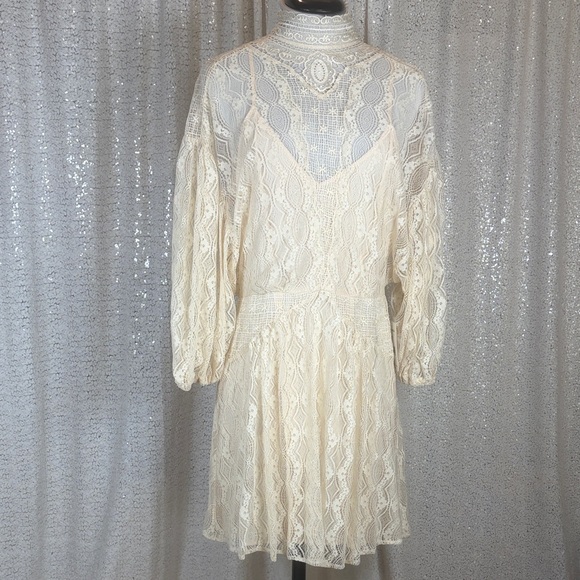 Free People Dresses & Skirts - Free People “Bittersweet” Cream Lace Mini
